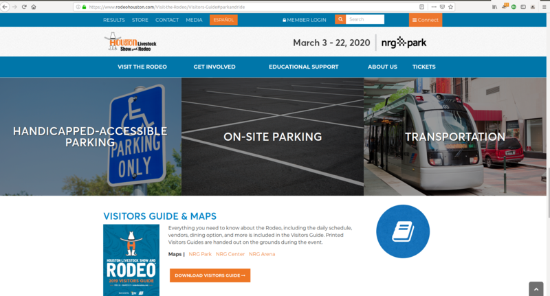 Image showing rodeo houston's website vistor's guide page